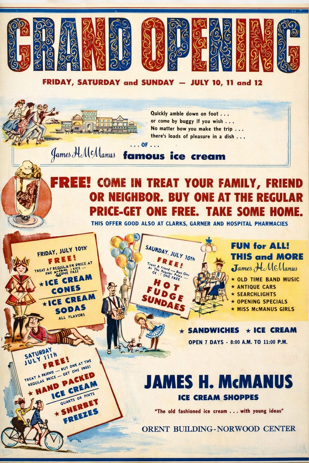 James H. McManus Ice Cream Company Opens Norwood Pilot Store-July 8, 1964