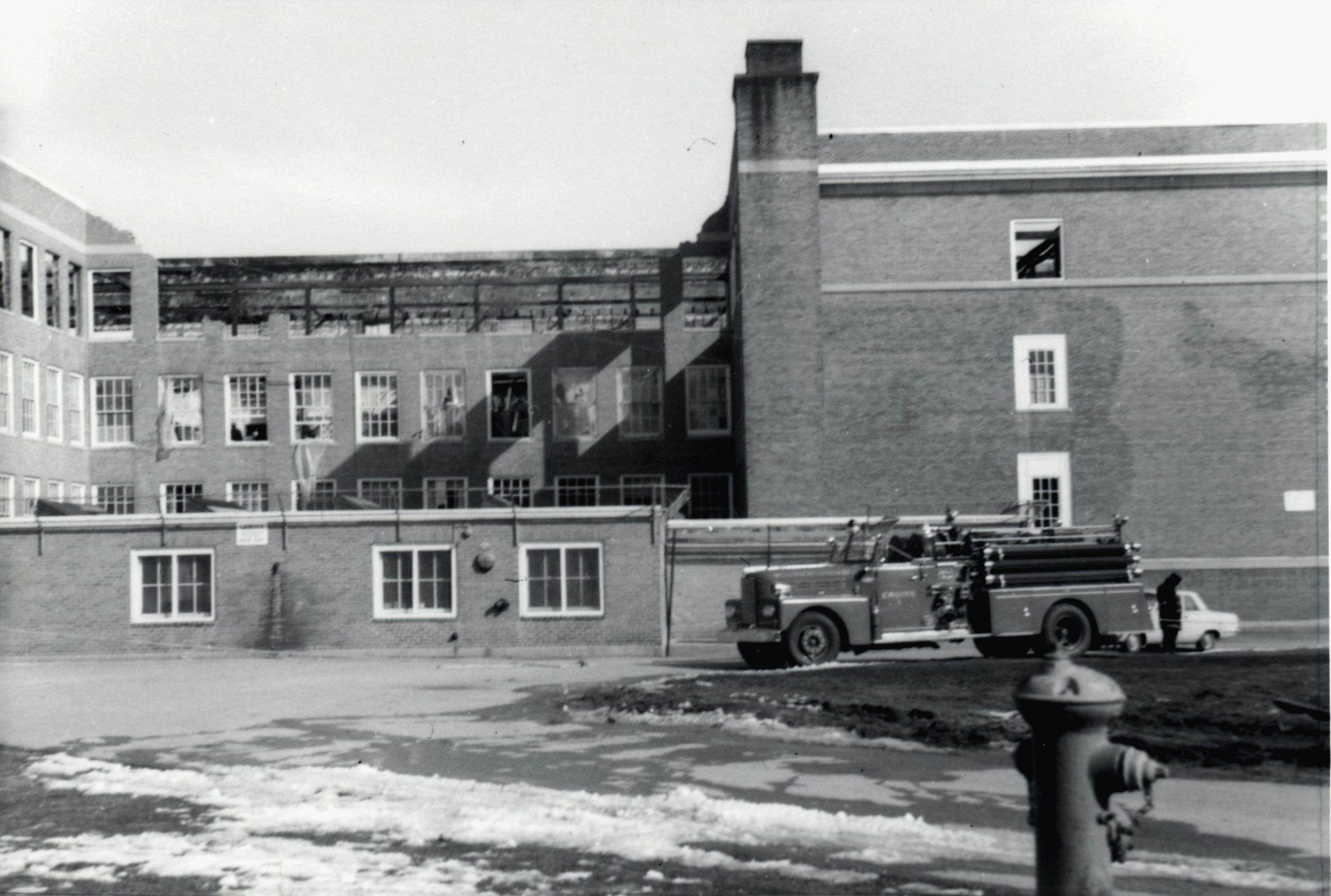 Permanent School Building Construction Committee Votes to Proceed with Permanent Roof Plans for Burned-Out Junior High South and Aaron Guild School-September 15, 1972