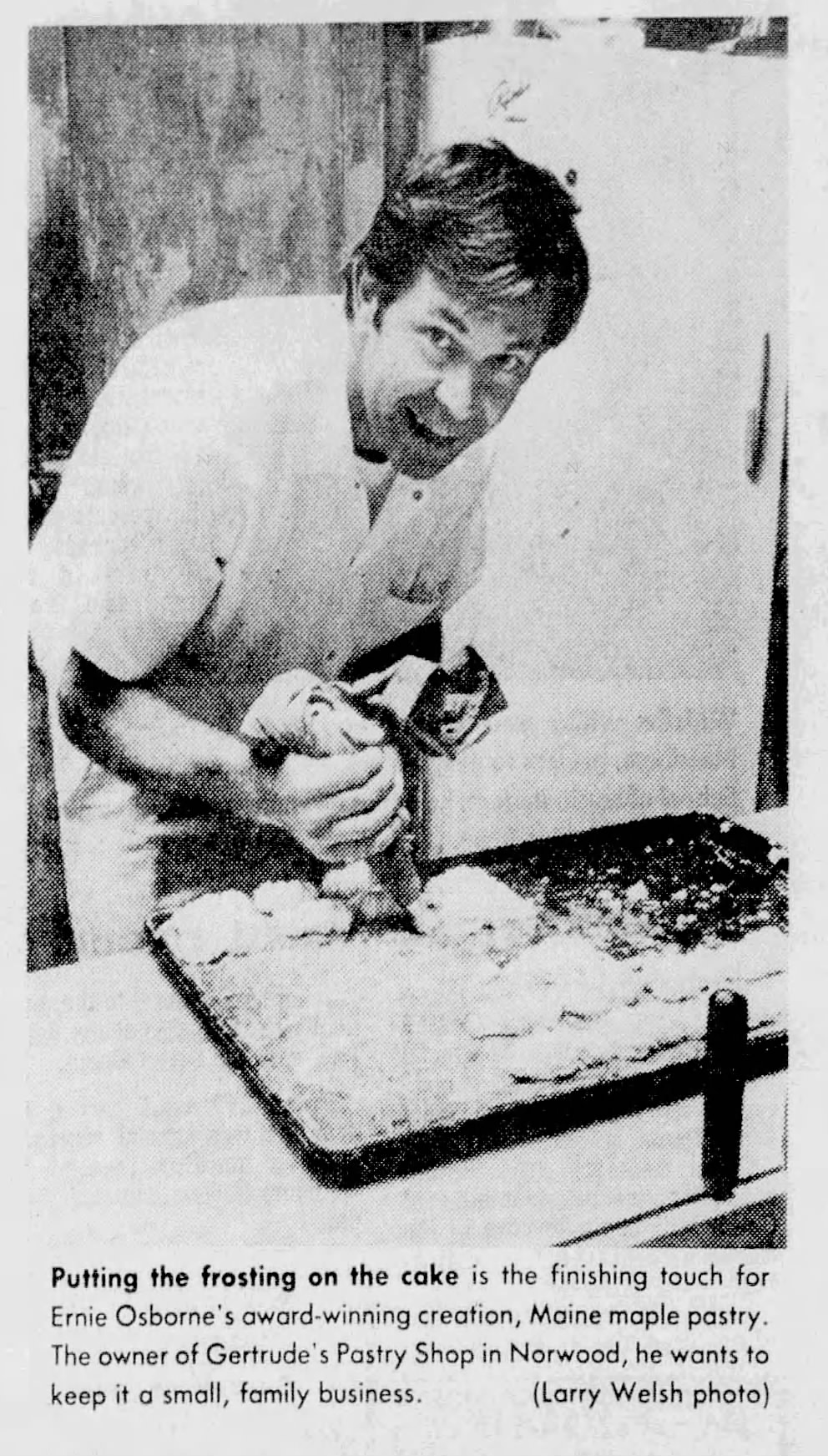 Gertrude’s Pastry Shop Owner Bernie Osborne Wins State Award for Maine Maple Pastry and Cherishes Small-Town Family Business-August 19, 1979