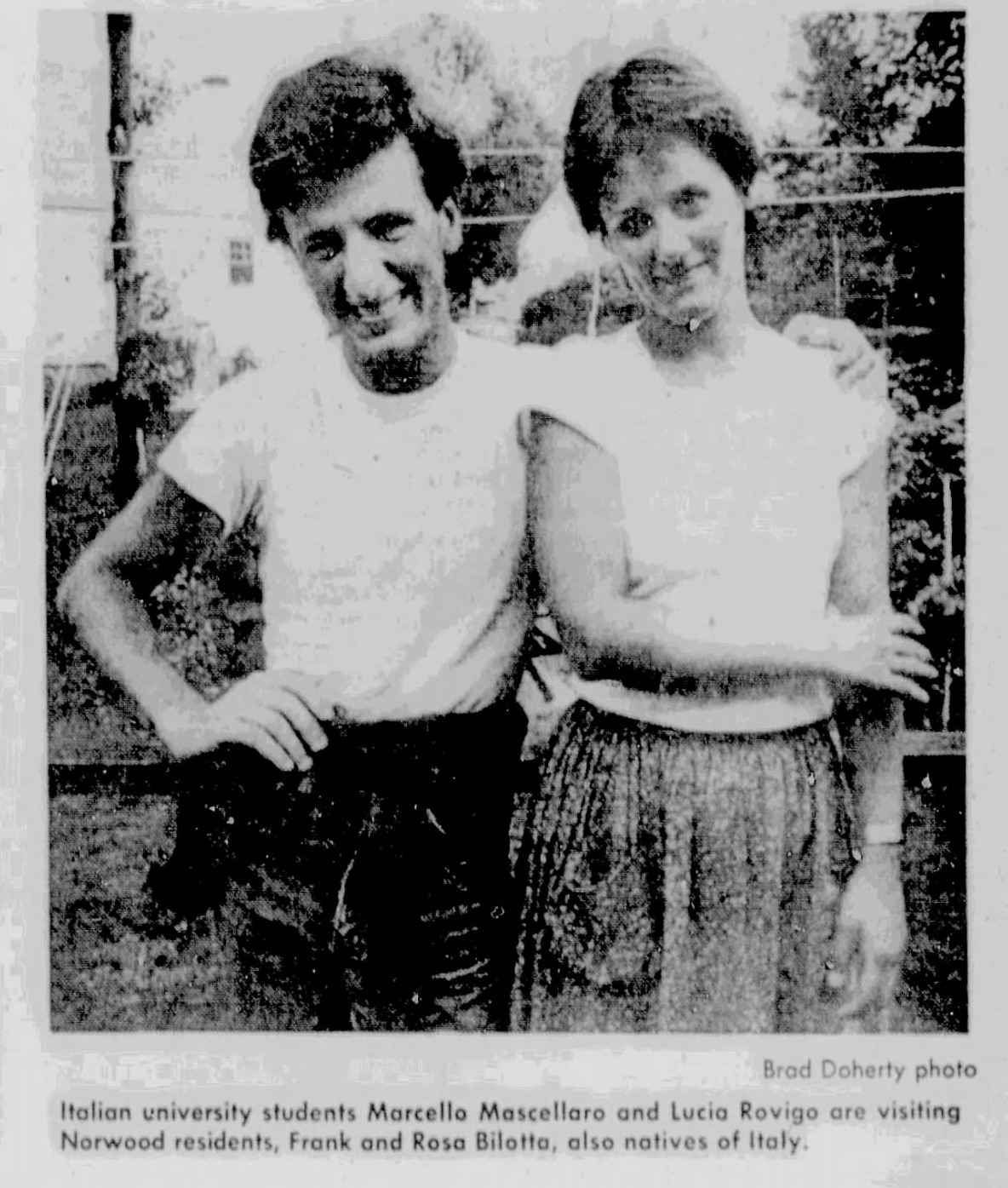 Italian University Students Lucia Rovigo and Marcello Mascellaro Bring Touch of Home to Norwood Host Families-August 10, 1981