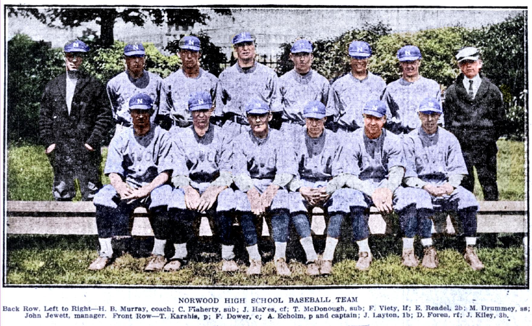 This Day In Norwood History July 12, 1922Norwood High School Baseball