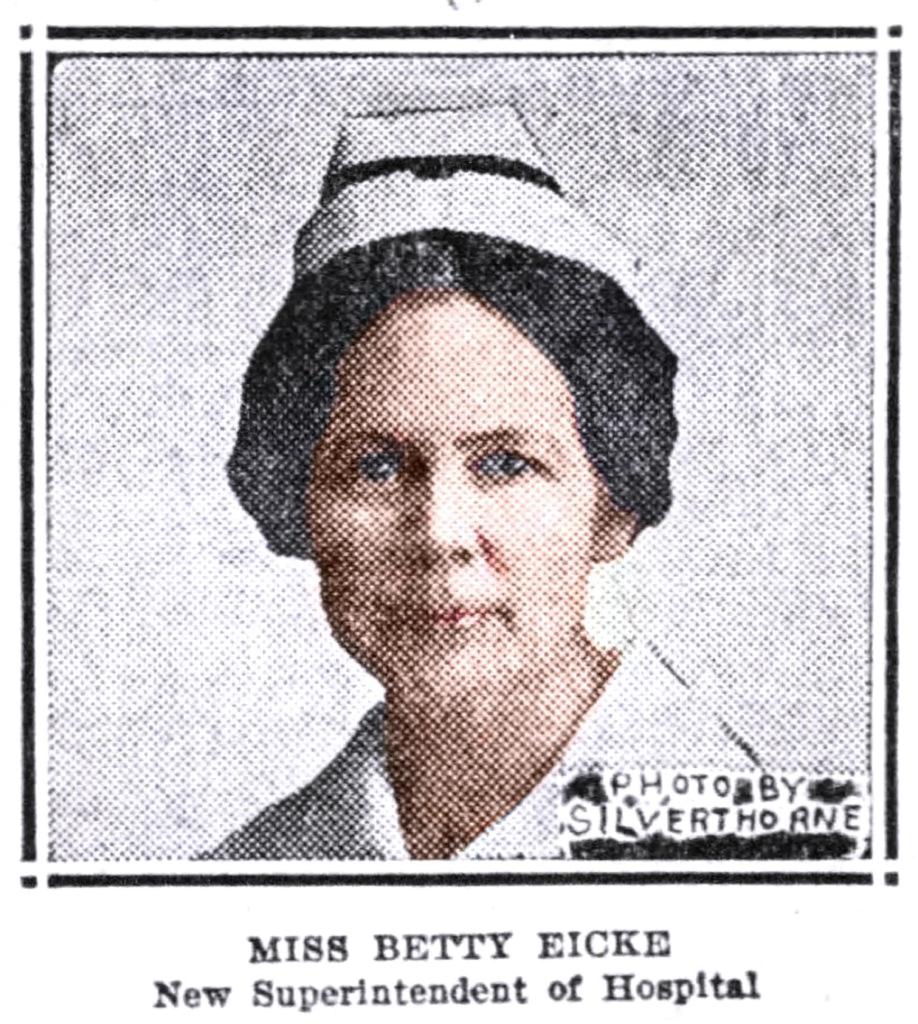 MISS BETTY EICKE New Superintendent of Norwood  Hospital