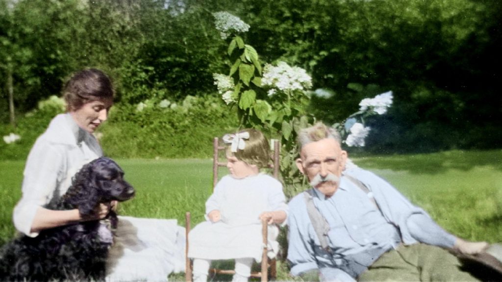 Special officer Emerson Webber (right) pictured with his daughter and granddaughter (photo courtesy of the Webber and Curtis family, colorized by the Norwood Historical Society)