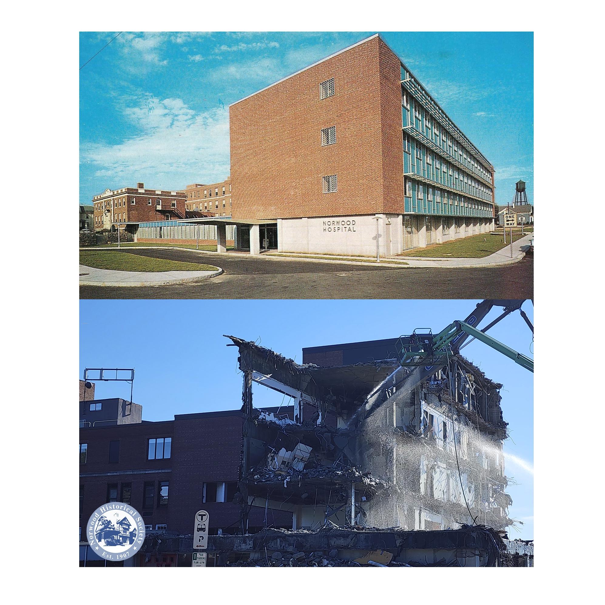 Norwood Hospital Demolition Draper Building Then and Now September 14, 2022 Norwood