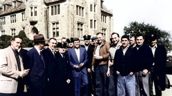 JFK JOhn F Kennedy With Norwood Firefighters in 1958