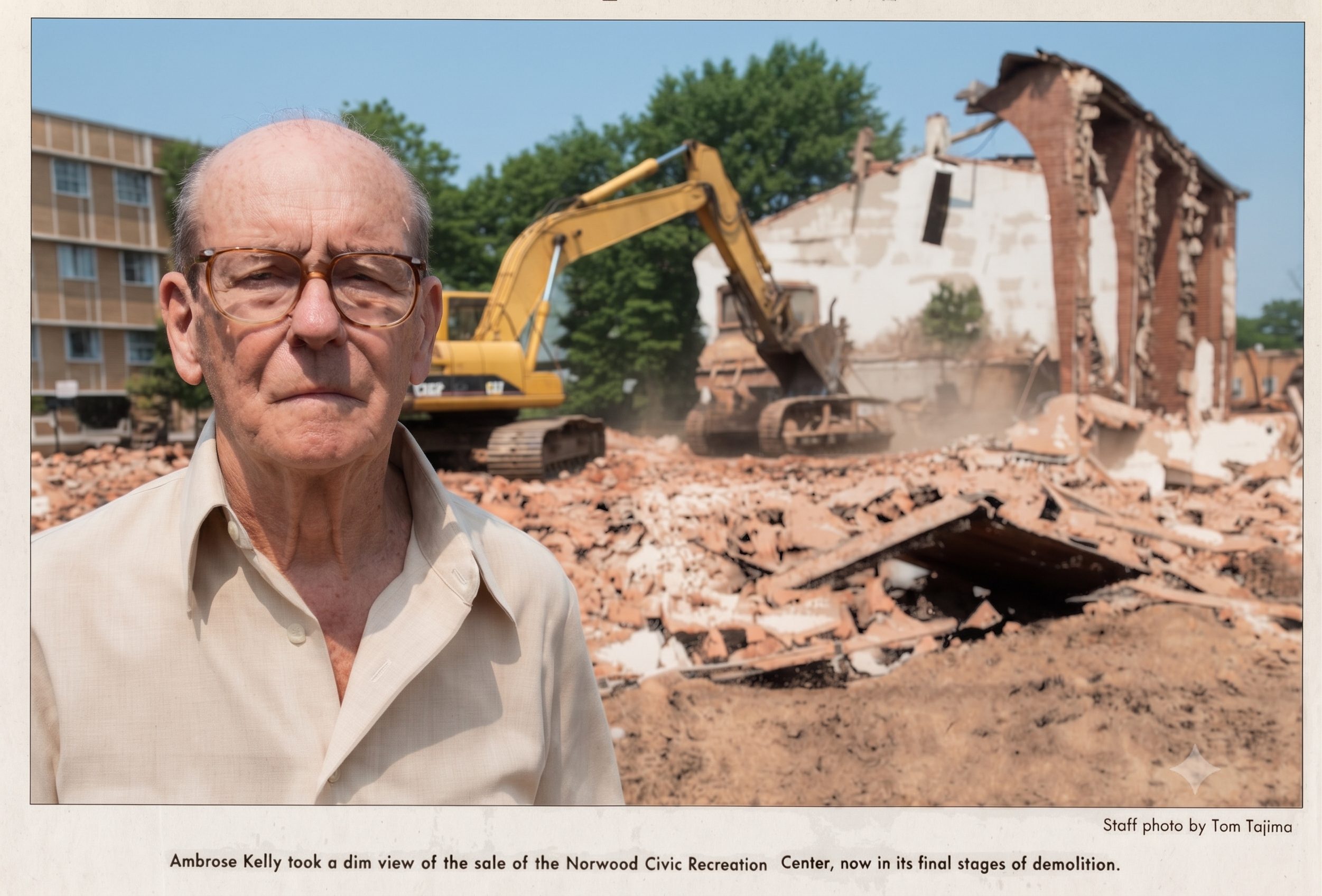 End of an Era: Norwood Civic Center Demolition Complete-July 11, 1981