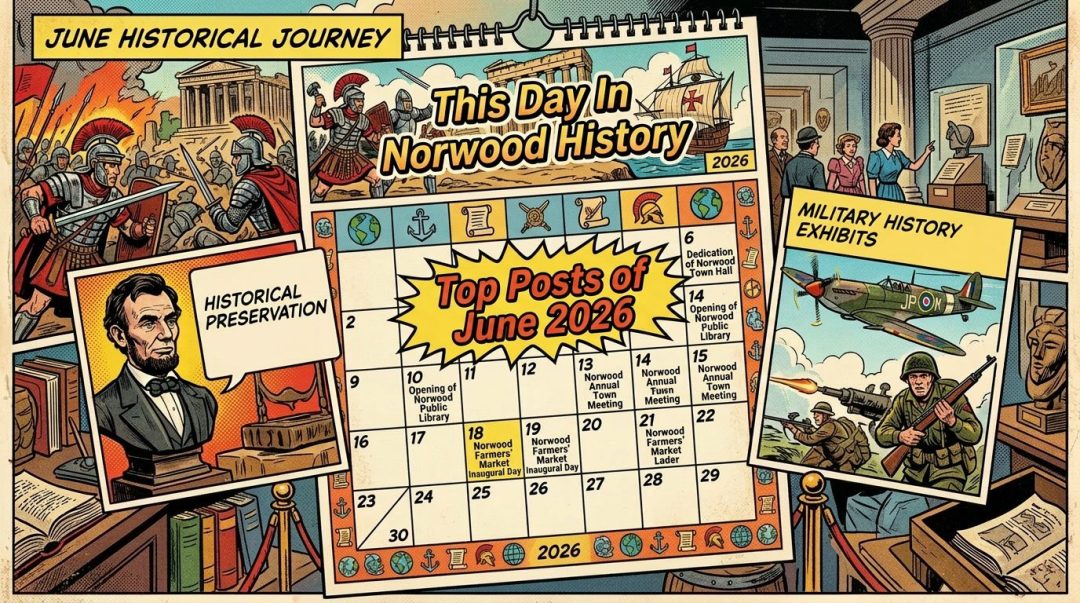 June 2024 calendar with historical events including Juneteenth and D-Day, featuring Roman soldiers, Abraham Lincoln bust, museum visitors, and WWII soldiers.