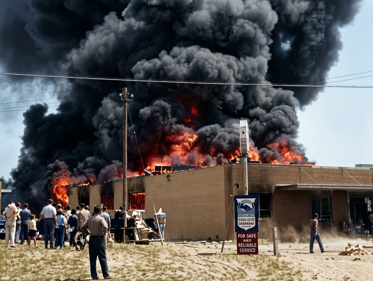 Spectacular Roof Blaze Threatens New Roll-Land-This Day in Norwood History-July 12, 1958