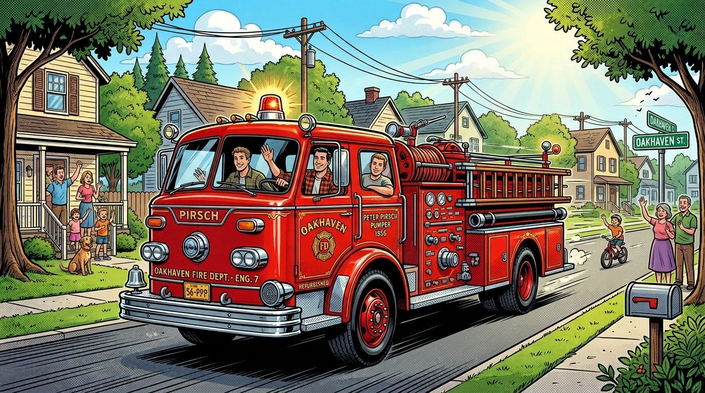 Man Refurbishes 1956 Fire Pumper-July 13, 1978