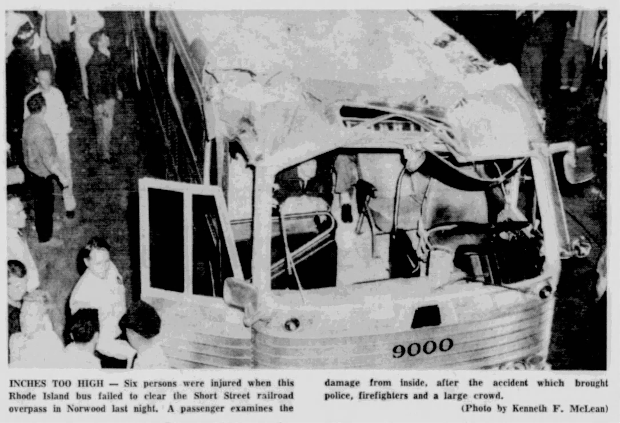 Bus Strikes Low Railway Bridge on Short Street, Injuring Six-August 15, 1964