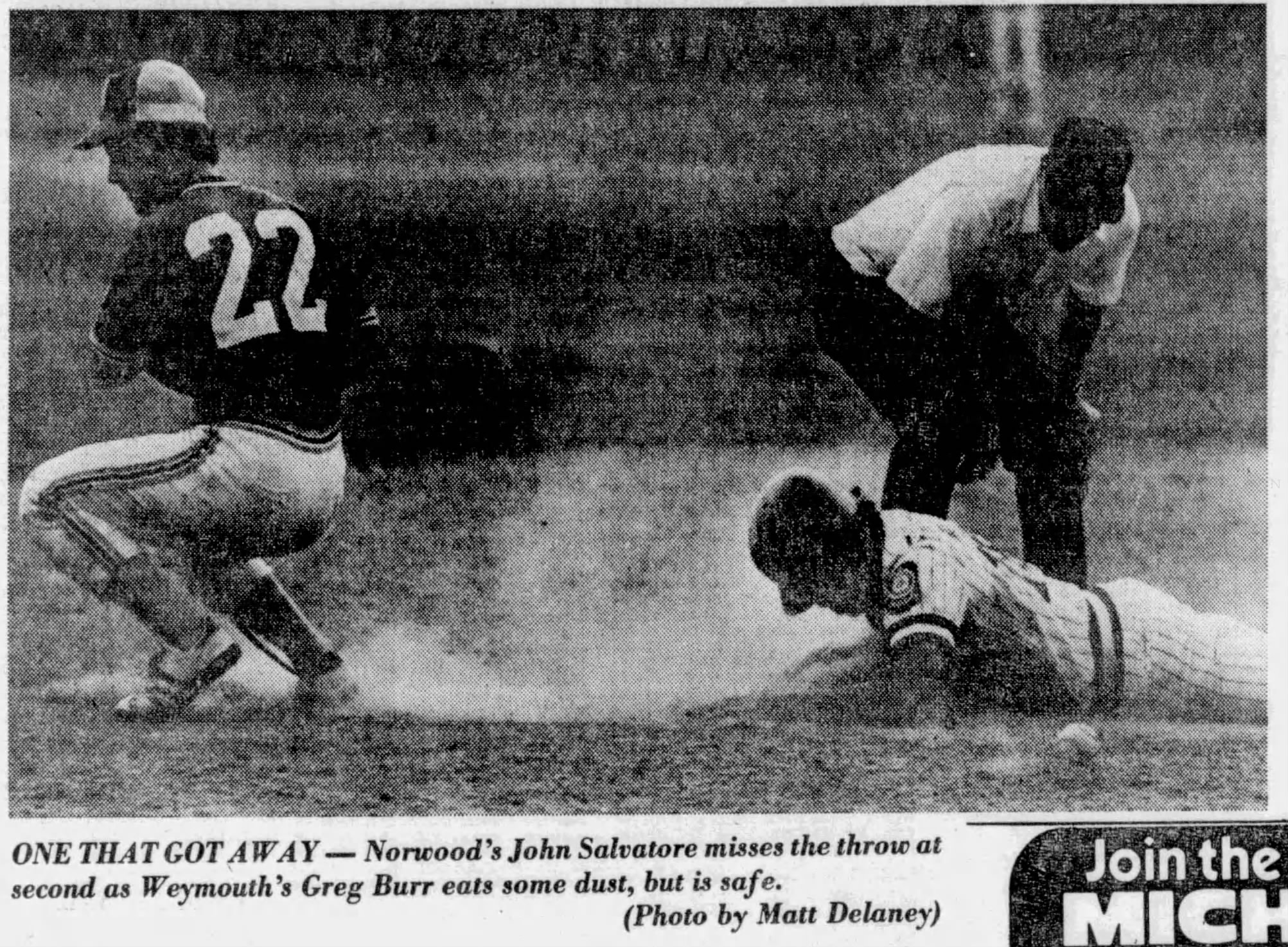 Norwood American Legion Crushes Weymouth 12-4 in State Tournament Opener-August 14, 1978