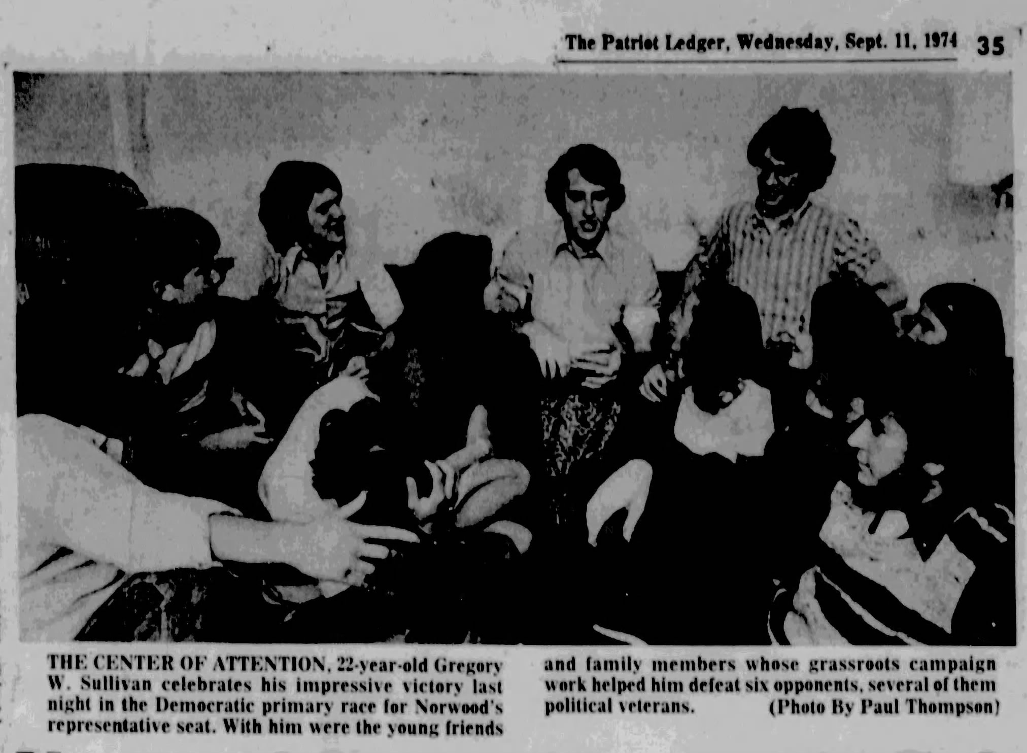 Norwood Novice Upsets Political Veterans to Capture Dem Nomination for State Rep-September 11, 1974