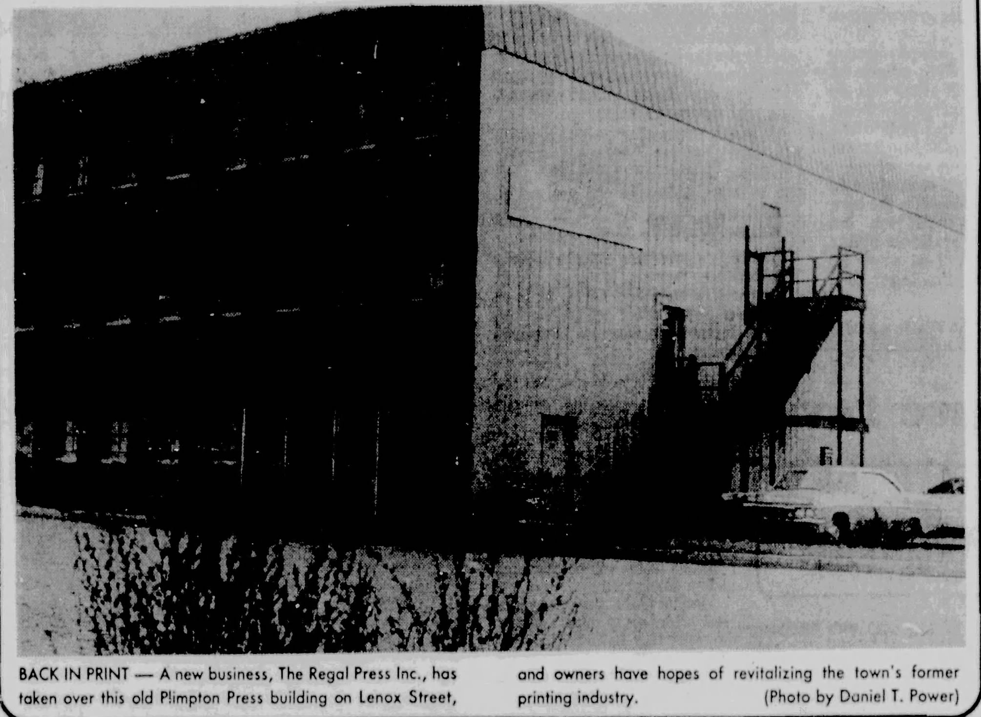 Regal Press Revives Historic Plimpton Press Site on Lenox Street-September 25, 1978