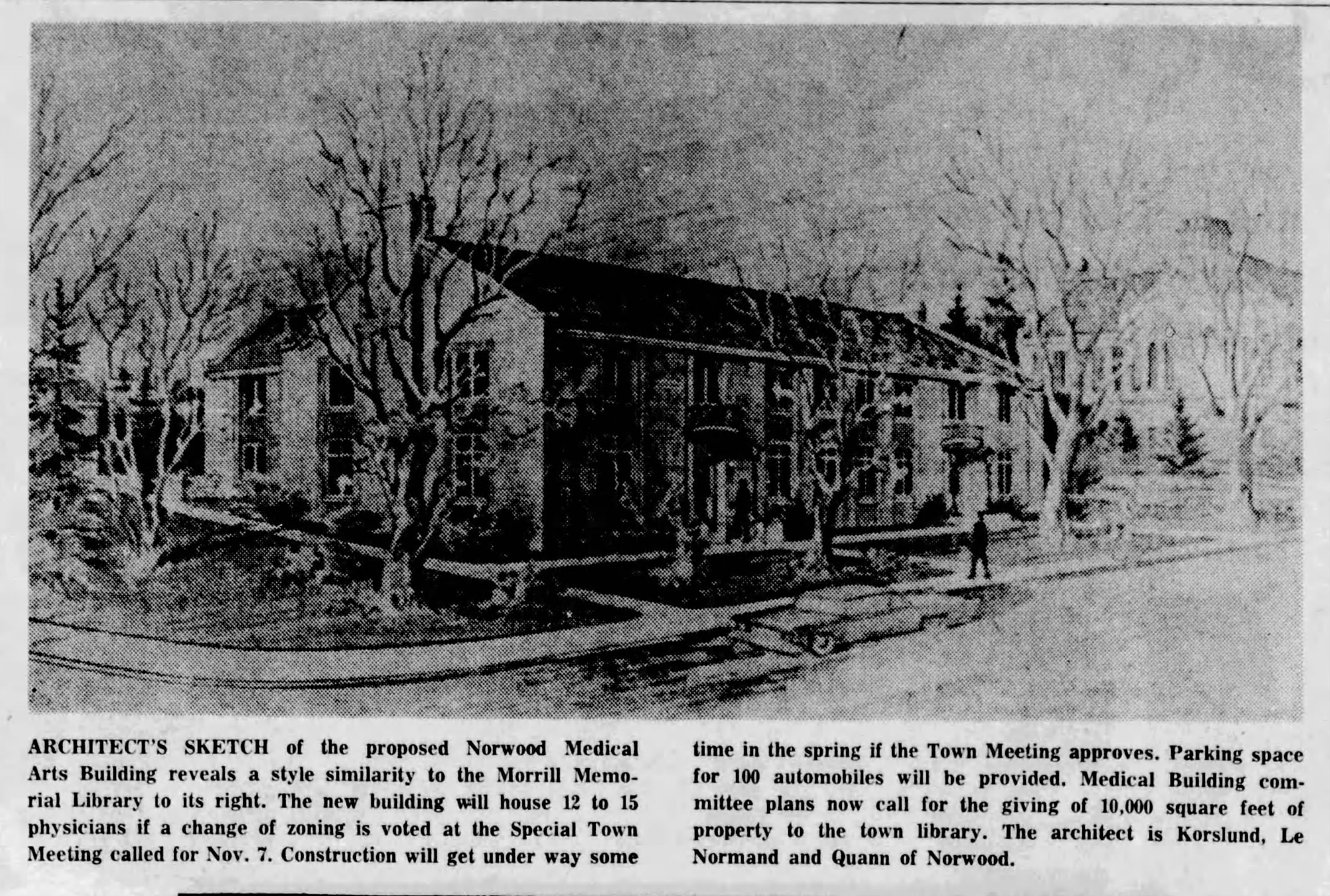 Proposed Norwood Medical Arts Building and School Committee Budget Decisions-October 31, 1963