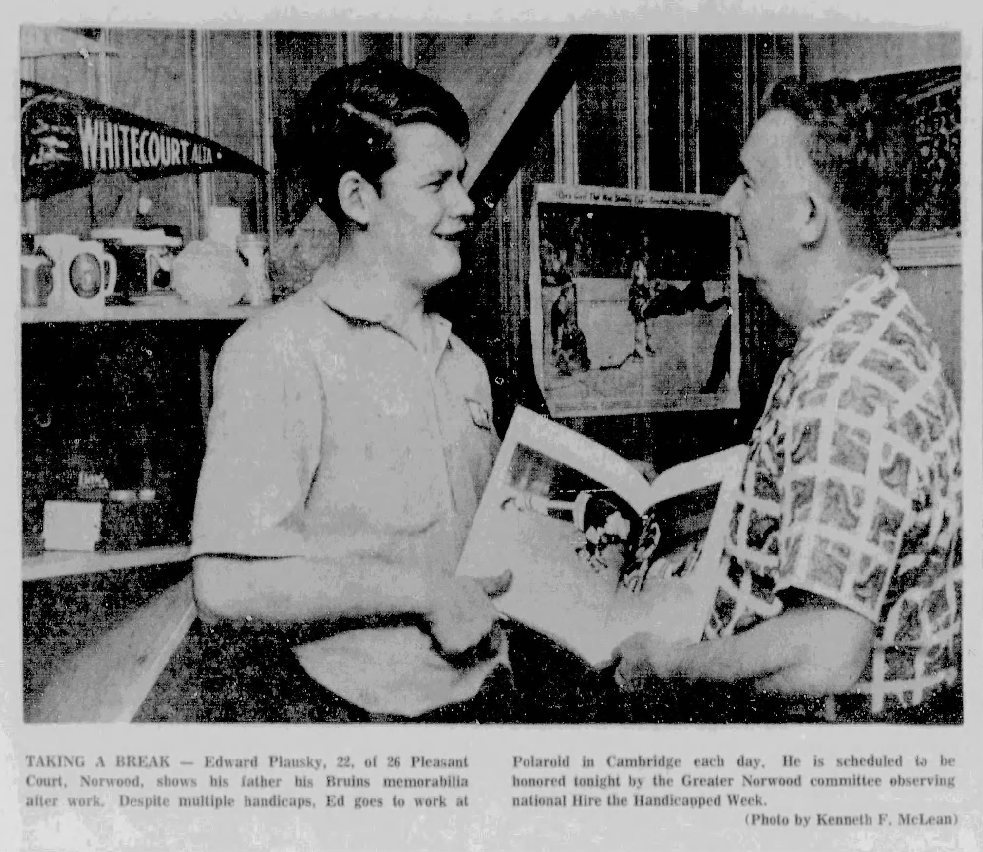 Edward Plausky Honored During National Hire the Handicapped Week-October 19, 1970