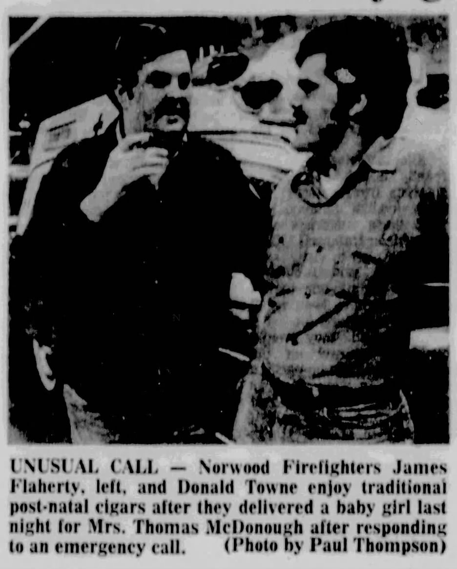 Norwood Firefighters Deliver Healthy Baby Girl in Unexpected Home Emergency-October 16, 1974