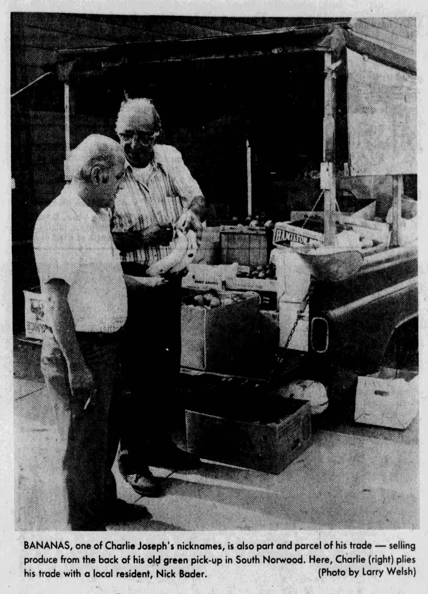 Charlie Joseph, Beloved “Charlie Bananas,” Returns to South Norwood with His Produce Truck-October 11, 1976