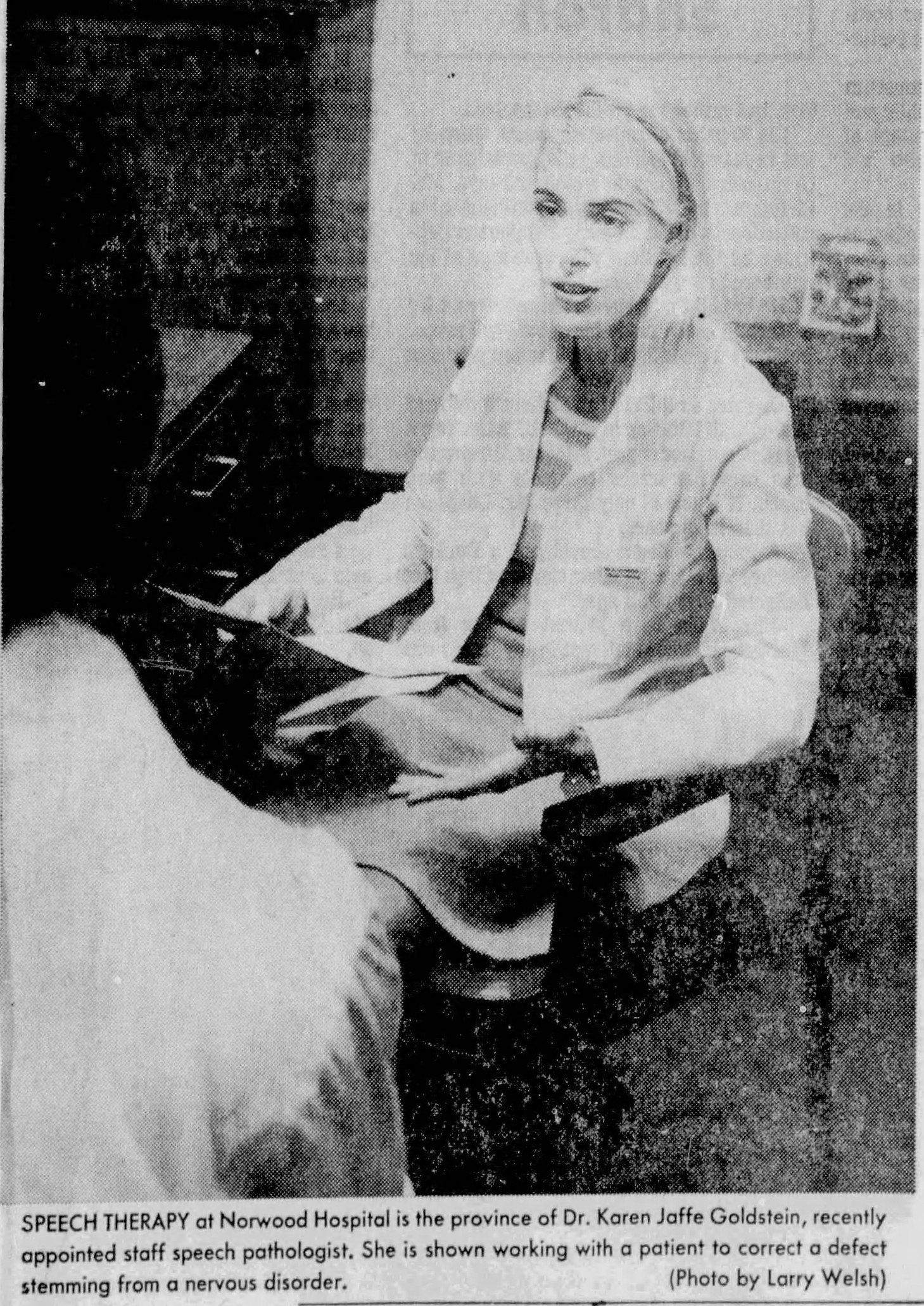Dr. Karen Jaffe Goldstein Joins Norwood Hospital Staff as Speech Pathologist-October 31, 1977