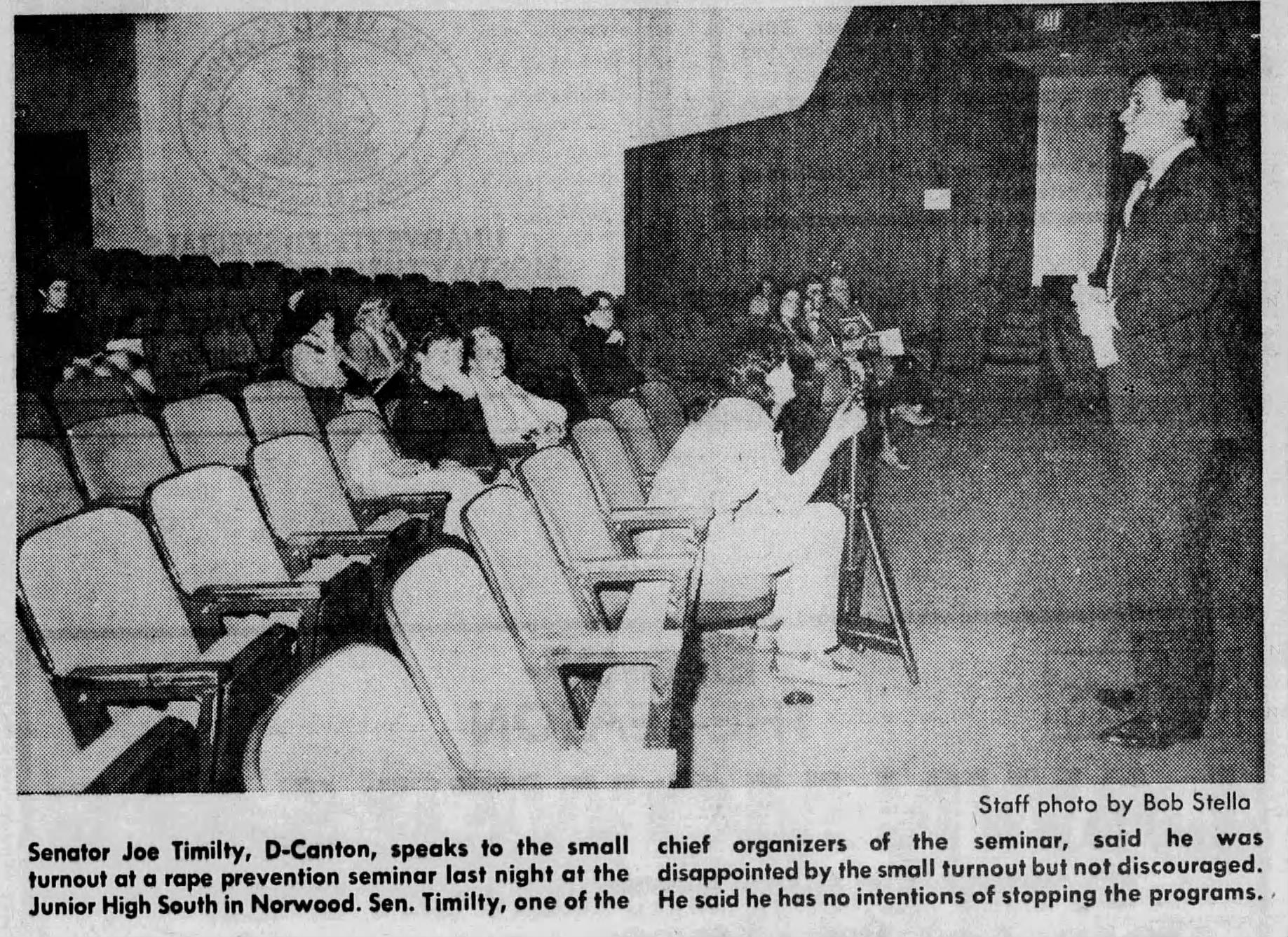 Small Turnout in Norwood for Rape Prevention Seminar-October 8, 1981